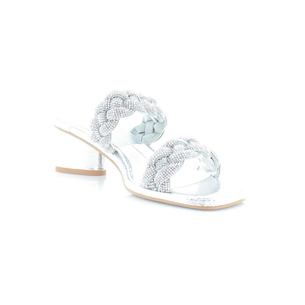 Dolce Vita Silver Beaded Braided Block Heel Sandals